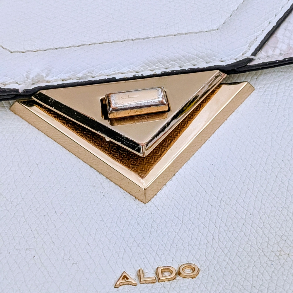 ALDO White and Tan Women's Top Handle Tote Bag - Picture 8 of 9